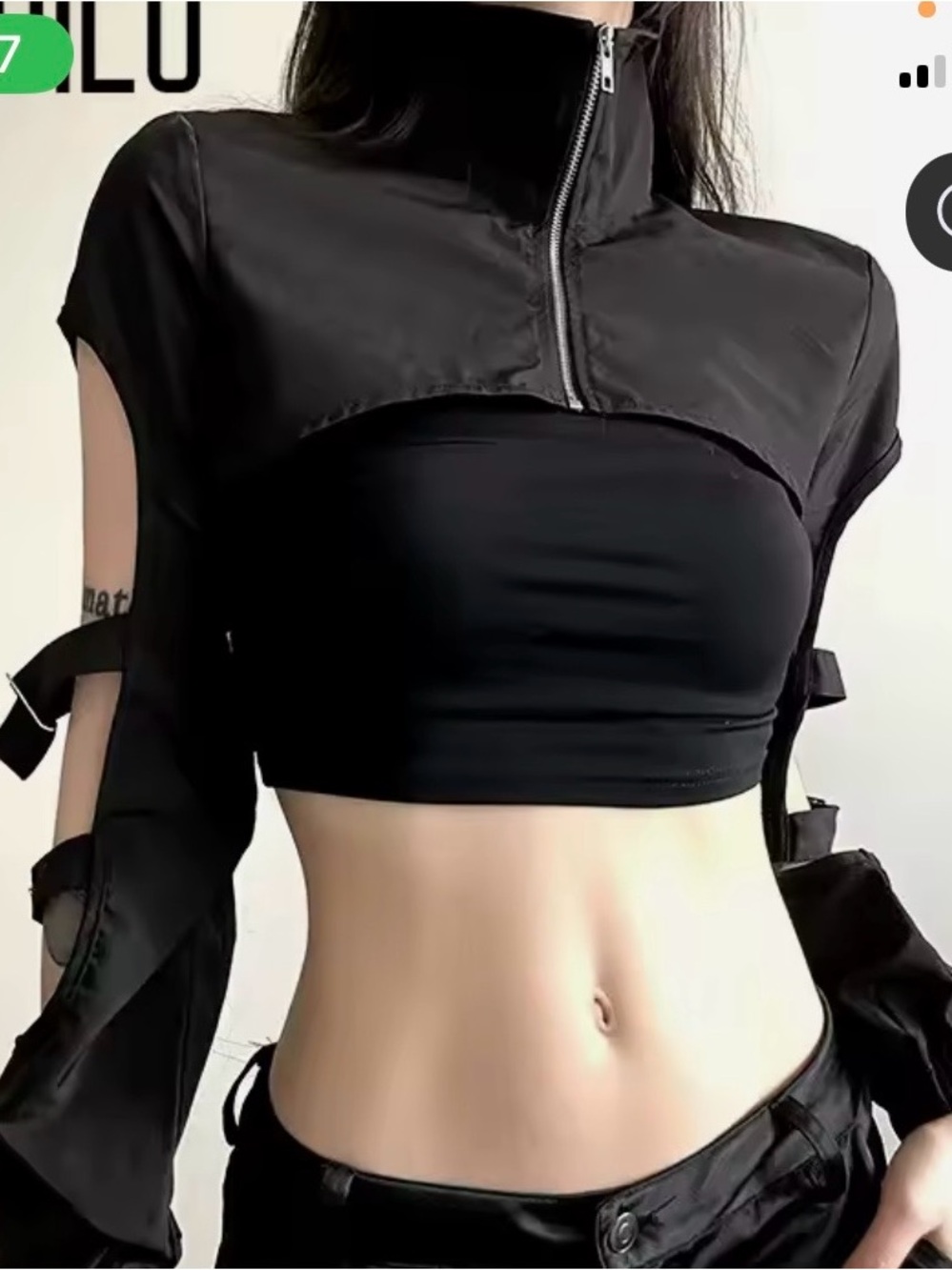 Women's Cyberpunk Goth Harajuku Crop Tops Long Sleeve